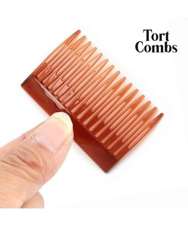 HD Novelty Set of 4 7cm Tort Plain Hair Combs Slides - French Side Combs & Twist Comb Hair Clips for Girls Women - Brown - Buy Online on GoSupps.com