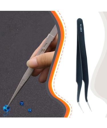 Dajidafu Stainless Steel Tweezers Anti-static Curved Nail Art Picking Pointed Rhinestones Nippers Elbow Precision Tools - Buy Online on GoSupps.com