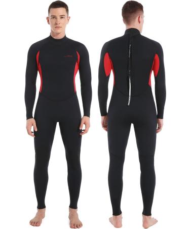 Dark Lightning Wetsuits for Men and Women, Mens/Womens Wet Suit for Cold Water, 3/2mm Wetsuit for Diving Surfing Snorkeling Kayaking Water Sports Men - Red-3/2mm XL2