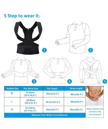 Back brace Posture Corrector Brace Shoulder Back Support Belt Braces & Supports Belt Shoulder Posture Unisex lofty ambition Black M - Buy Online on GoSupps.com