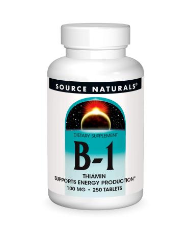 Source Naturals Vitamin B-1 Thiamin 100 mg Supports Energy Production - 250 Tablets 1 250 Count (Pack of 1) - Buy Online on GoSupps.com