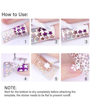 144 Pieces Holographic Nail Vinyl Stencils Sticker Set - 72 Designs, 24 Sheets - Reusable Nail Art Decals for French Tip and Fringe Guides - Buy Online on GoSupps.com