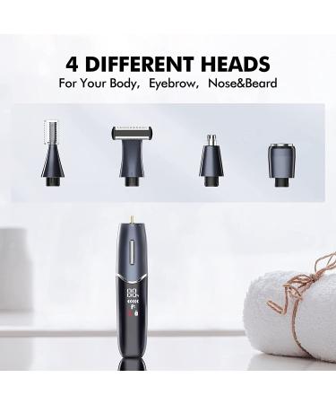 Men's Body Hair Trimmer - Rechargeable Electric Razor with LED Display, Waterproof Shaver Set in Black - Buy Online on GoSupps.com