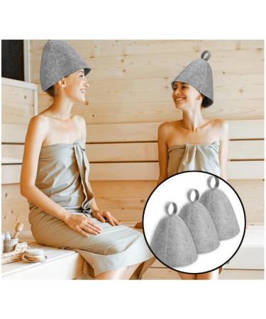 Buy Saunahut Filz Sauna Set - 3 Piece Gray Wool Felt Caps for Men & Women | Portable Heat-Resistant Sauna Hats - Buy Online on GoSupps.com