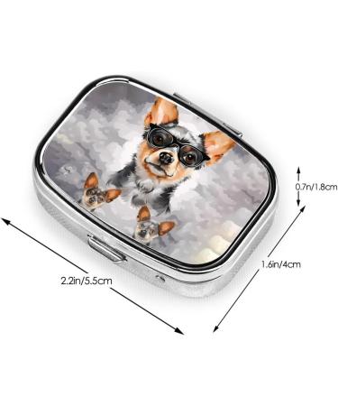Chihuahua Dog Pill Box | Cute 2 Compartment Travel Pill Organizer | Portable Medicine Case for Purse & Pocket - Buy Online on GoSupps.com