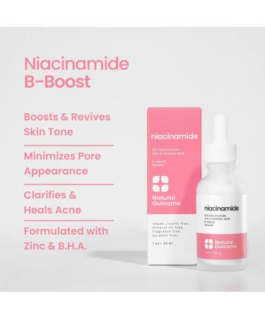 Niacinamide Serum for Face | B-Boost 10% Niacinamide + 2% Zinc | Acne Treatment & Pore Reducer | Natural Outcome Skin Care - Buy Online on GoSupps.com