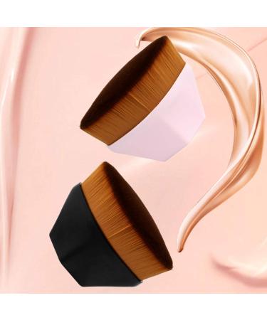 Flat Top Kabuki Foundation Makeup Brush 2 Pack - Multi-functional for Liquid, Cream, and Powder Cosmetics - with Portable Case - Black and Pink - Buy Online on GoSupps.com