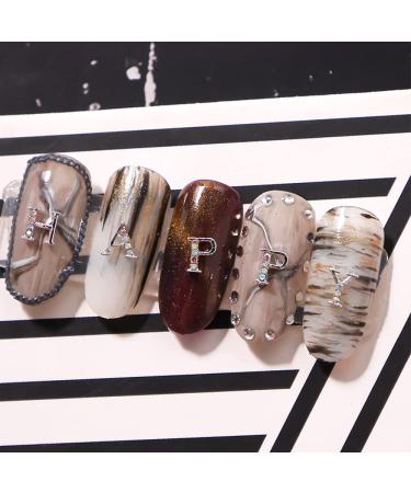 52 Pcs Silver 3D Metal Nail Studs Decoration Set - DIY Rhinestone English Letters Combo for Women - Buy Online on GoSupps.com