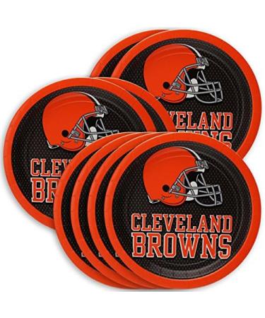 Amscan 552331 Cleveland Browns 9 Round Plates - Pack of 8 in Orange/Black - Buy Online on GoSupps.com