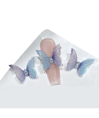 3PCS 3D Small Butterfly Nail Nail Decor DIY Embellishments Nails Art Decoration Suitable For Various Crafts & Silver Nail H1456
