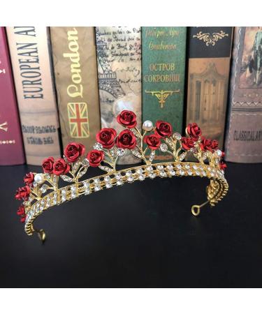 Lurrose Crystal Red Bridal Tiara Crown with Necklace and Earring - Perfect for Wedding, Pageant, Birthday Party - Queen Crown Headband for Women and Girls - Buy Online on GoSupps.com