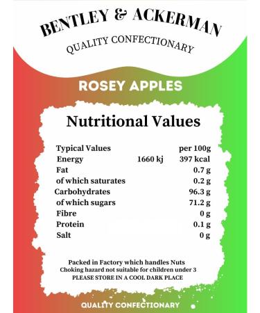 Rosey Apples - (620g) Original Retro Rosey Apples Boiled Sweets in a Gift Jar By Bentley & Ackerman's Sweet Shop. - Buy Online on GoSupps.com