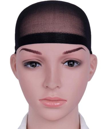 Wig Cap Hair 2 Pack wig caps to hold wig in place bald caps for wigs hair net for wigs Breathable Stocking Nylon Stretch Liner (Black)