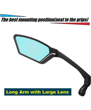 MEACHOW Blue Bicycle Mirror - Scratch Resistant Glass, Rotatable Handlebar Bike Mirror - Safe Rearview Mirror for Cycling (Left Side) - Buy Online on GoSupps.com