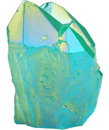 Kyeygwo Natural Mountain Crystal Titanium Coated Quartz Cluster | Irregular Green Healing Reiki Stone Decoration 30x17x15 mm - 70x45x60 mm | Unique Gem Figurine for Home Decor - Buy Online on GoSupps.com