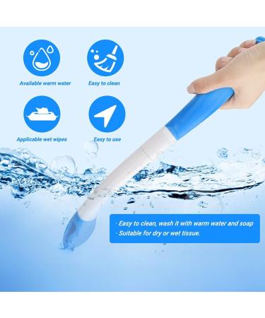 Jhua Foldable Toilet Aid for Wiping - Long Reach Comfort Wipe with Bottom Grips and Hook - Self Wipe Assist Tool in Blue - Buy Online on GoSupps.com