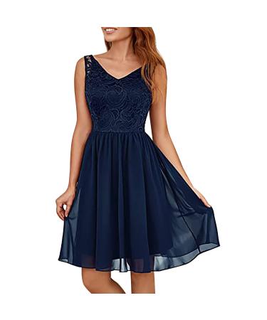 Ball dresses long princess-evening dress ladies dresses Elegant cocktail dress sleeveless ball dress with V-neck top teaming party dress in A-line swing dress with slit floor-length maxi dress #03 blue xxl