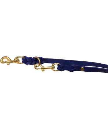 Adjustable Dog Liner - Fat Leather Brass for Small & Large Dogs | Double Linen Leash 3.50m x 15mm Navy Blau - Buy Online on GoSupps.com