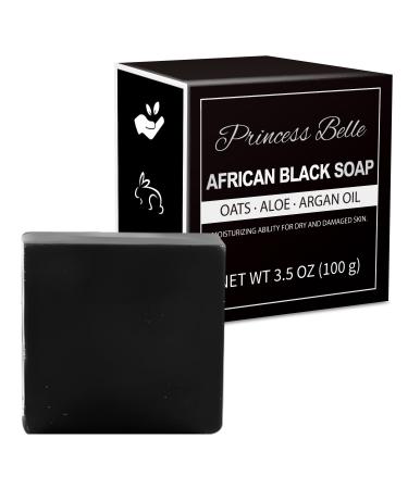 Princess Belle African Black Soap Bar Black African Soap African Soap Moisturizing Bar Soap for All Types Skin