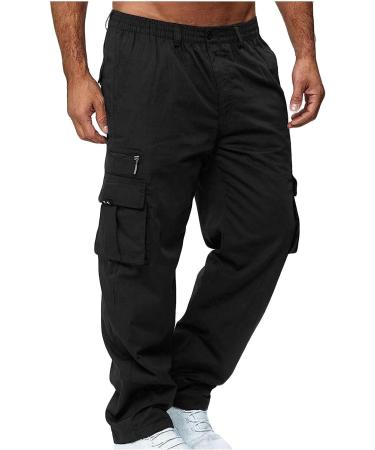 Lcepcy Baggy Cargo Pants Men Y2K Streetwear Elastic Waistband Joggers Black 3X-Large - Buy Online on GoSupps.com
