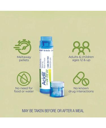 Boiron Acidil On The Go Travel Essential for Relief of Acid Reflux Heartburn Indigestion Bloating and Upset Stomach - 2 Count (160 Pellets) 80 Count (Pack of 2) - Buy Online on GoSupps.com