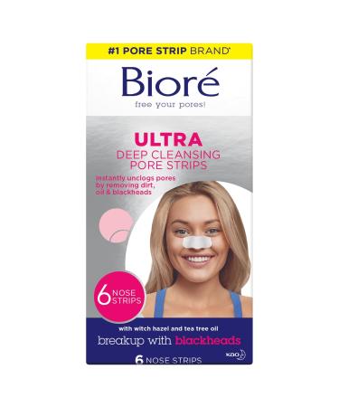 Bior Witch Hazel Ultra Cleansing Pore Strips Nose Strips Clears Pores up to 2x More than Original Pore Strips 6 Ct features C-Bond Technology Oil-Free Non-Comedogenic Use (Packaging May Vary)