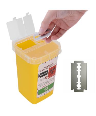 Storage socket for old razor blades razor blades donor small portable container can for sharp objects razor blades bank blade collector disposal case for blades (yellow) yellow