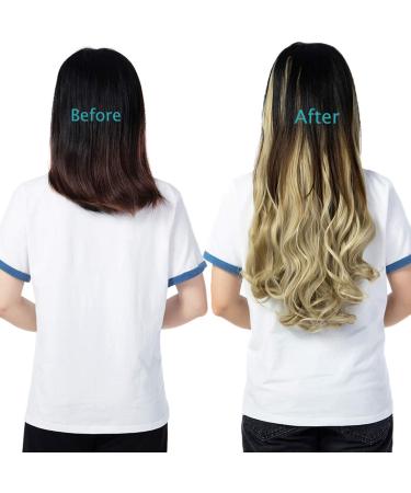 Dodoing Clip-In Hair Extensions - 4 Pieces 11 Clips Curled & Thick Ash Blonde Mix - 61 cm Double Brawl for Women | Shop Now! - Buy Online on GoSupps.com