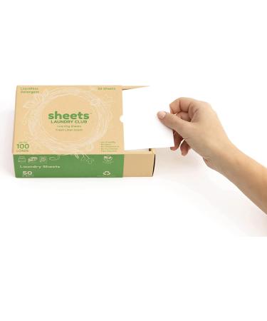 Sheets Laundry Club: Eco-Friendly Fresh Linen Detergent Sheets - 100 Loads - Shark Tank Featured - No Plastic Jug - Liquid-Less Technology - 50 Count Pack - Buy Online on GoSupps.com