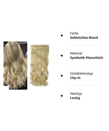 SEGO 27 Curly Wavy Clip in Hair Extensions for Women - Bleach Blonde One Piece 5 Clips Synthetic Hairpiece - Buy Online on GoSupps.com