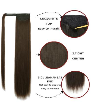 Shop Brown Ponytail Extensions - Natural Clip-In 70cm/28-inch Hairpieces | Mossbraun Magic Paste Wrap Around | Perfect for a Stylish Look - Buy Online on GoSupps.com