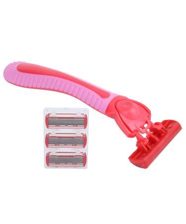 Women's Skin Shaver Elastic Sensor Blade Lubricating Strip Red Women's Razors Reusable for Legs for Women