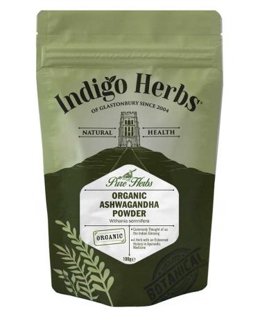 Indigo Herbs Organic Ashwagandha Powder 100g | Dried Raw Withania somnifera | Vegan & GMO-Free 100 g (Pack of 1)