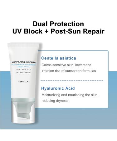 FREEORR Centella Sunscreen SPF 50 Hyalu Cica Water-Fit Sun Serum Lightweight Sunscreen with Plant Extract Long Lasting Protection and UV Defens No White Cast Hydrating and Non-Greasy - Buy Online on GoSupps.com