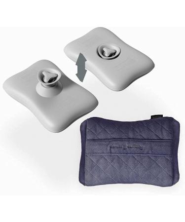BPA Free PVC Hot Water Bottle with Cover for Pain Relief and Menstrual Cramps - Navy Blue - Buy Online on GoSupps.com