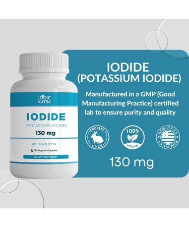 Logic Nutra Iodine (Potassium Iodide) 130mcg - 100 Vegetable Capsules for Thyroid Support & Cellular Metabolism - Buy Online on GoSupps.com