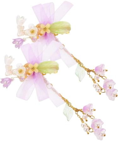 Beaupretty 5 Pairs tassel flower hair clip baby hair clip girls hair clips kids hair accessories mauve ribbon girls barrette flower hair clips for kids girls hairpin Hanfu Miss flower hairpin - Buy Online on GoSupps.com