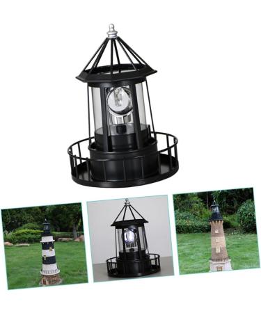 2pcs Solar Rotating Light Outdoor Lighthouse Exterior Solar Powered Lights Retro Decor Towers Statue Lights Rotating Landscape Light Solar Lighthouse Yard Solar Lighthouse Lantern (Black) - Buy Online on GoSupps.com