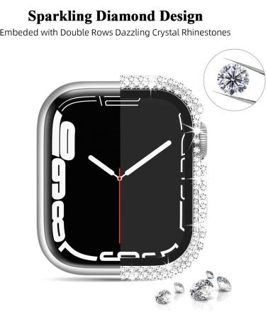 Recoppa 2-Pack Bling Case for Apple Watch 45mm Series 8/7 - Clear/Rosegold | Hard PC Shockproof Crystal Diamond Bumper with Screen Protector - Full Face Cover for Women - Buy Online on GoSupps.com
