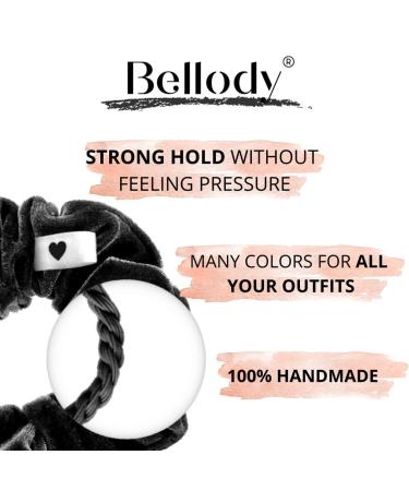 Buy Bellody Velvet Scrunchies - Soft Strong Hold Hair Tie in Classic Black - Exclusive Colors Available for International Shipping - Buy Online on GoSupps.com