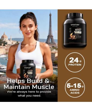 VYHTHY Caramel Coffee Flavored Whey Protein Powder 24g Protein per Serving Fast-Absorbing Concentrated whey Protein Low Sugar Gluten-Free Natural Flavor 2 lbs/32 oz. - Buy Online on GoSupps.com