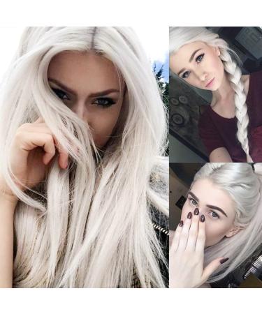 Missyvan White Lace Front Wig - Long Straight Platinum Blonde Synthetic Hair for Fashion Women - Buy Online on GoSupps.com