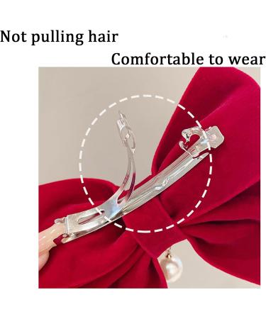 Velvet Bow Hair Clip Red Hair Bow Christmas Hair Bows French Hair Bows Comfortable Wear & Soft Hair Bows for Women & Girls Red Velvet Hair Bow Hair Bow Large Hair Bow (Red) - Buy Online on GoSupps.com