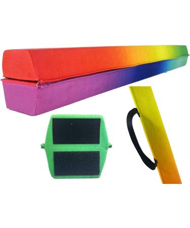PreGymnastic 8FT Folding Balance Beam - Extra-Firm Suede Cover with Shinning Sticker - Rainbow Color - Carry Bag Included - Ideal for Home, School, Club, Travel - Buy Online on GoSupps.com