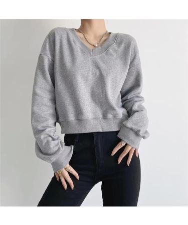 Buy Women's Autumn Loose V-Neck Sweater Dress - Casual Gray Long Sleeve Outfit for Festivals | Stylish & Comfortable - Buy Online on GoSupps.com