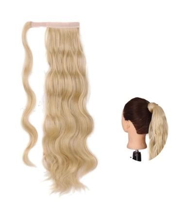 Ponytail Extension 24 Inch Long Wavy Ponytail Extension Magic Paste Synthetic Ponytail Hairpiece Wrap Around Wavy Ponytail Hair Extension for Women Ponytail Hairpiece for Women (Color : M24-613 Si 24inches M24-613