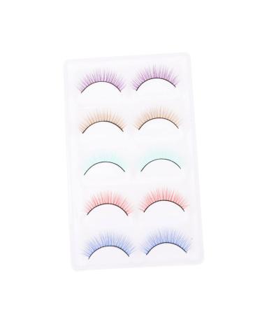 5 Pairs Colored False Eyelashes Makeup Caboodle Women Fake Eyelash False Lashes Lady Makeup Lashes Female Eyelashes 3d Eyelashes Makeup Eyelash Artificial Fiber Cosmetics Miss Girl