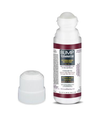 BUMP Terminator Fast Acting Alcohol BASED Water Free Anti Razor Bumps Ingrown Hair Skin Treatment for Face Neck Bikini Area Legs & Back Of Head Bumps Remover Unisex Roll On 3.05 oz