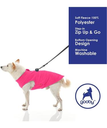 Gooby Zip Up Fleece Dog Sweater - Warm Step-in Jacket for Small to Medium Dogs - Pink (Medium, 17.5 Chest) - Indoor/Outdoor Use - Buy Online on GoSupps.com