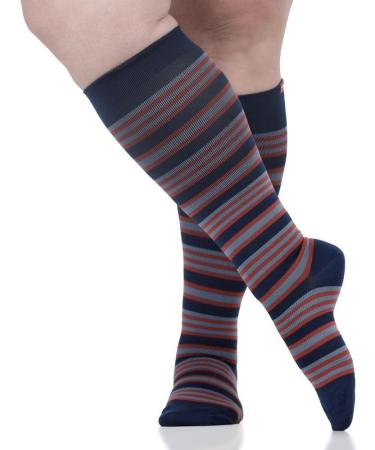 VIM & VIGR Compression Socks - 20-30 mmHg Graduated Support (Navy & Red Stripe Large/X-Large) - Perfect for Travel & Daily Wear - Buy Online on GoSupps.com